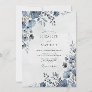 Convites Casamento de Inverno Azul Soberbo