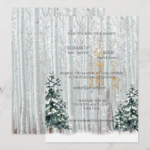 Casamento de Inverno Bétula Branca Árvores de Pinh