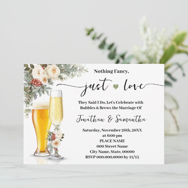 Convites Casamento de Inverno Branco Sem Frescuras Só Amor (Em pé/Frente)