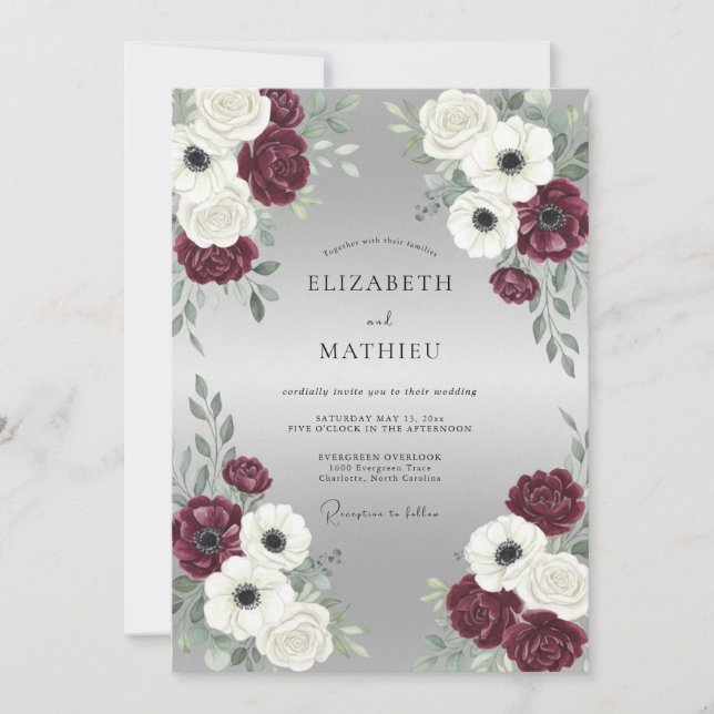 Convites Casamento de Inverno Brilhante em Marrom (Frente)