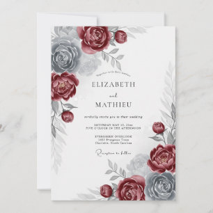 Convites Casamento de Inverno Burgundy Real