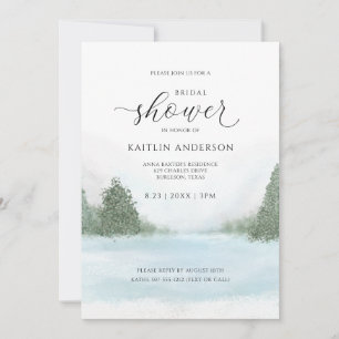 Convites Casamento de Inverno Chá de Noiva Lago Árvores Nev