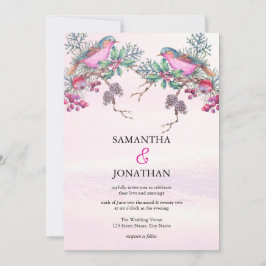 Convites Casamento de Inverno com Aquarela de Pinhas, Pássa