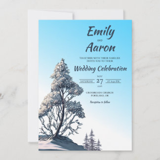 Convites Casamento de Inverno com Aquarela em Pine Ridge Co