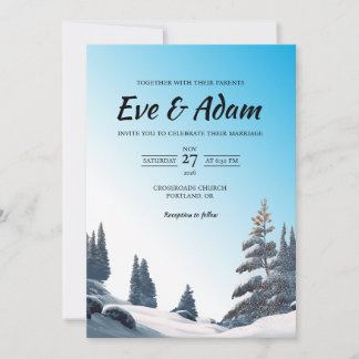 Convites Casamento de Inverno com Aquarela Snowy Pine Ridge
