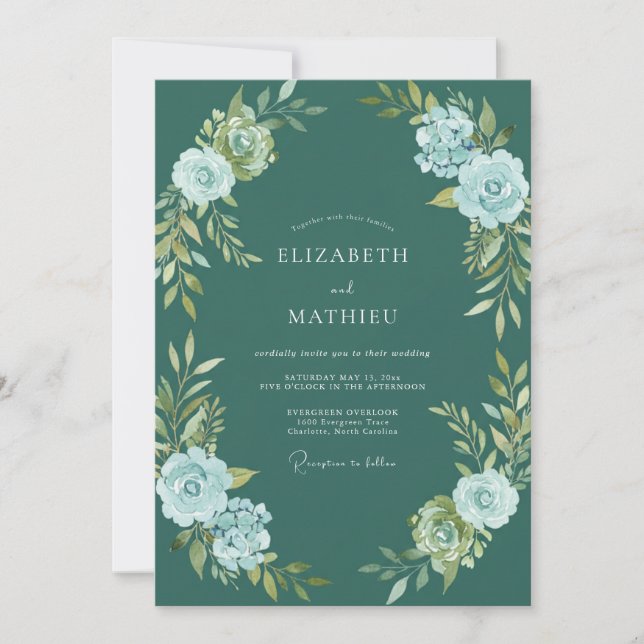 Convites Casamento de Inverno com Atmosfera Azul (Frente)