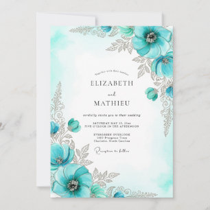 Convites Casamento de Inverno com Brilho Aquático
