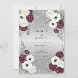 Convites Casamento de Inverno com Brilho Marrom-Vermelhado