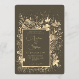 Convites Casamento de Inverno com Folhagem Invernal Elegant
