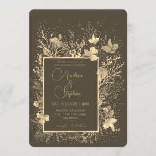 Convites Casamento de Inverno com Folhagem Invernal Elegant