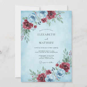 Convites Casamento de Inverno com Geada Azul Claro