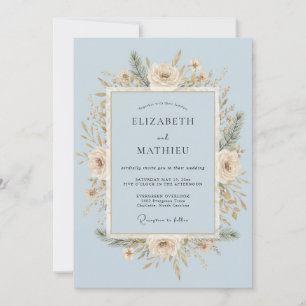 Convites Casamento de Inverno com Geada Azul Gelo