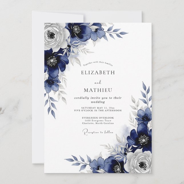 Convites Casamento de Inverno com Geada Naval (Frente)