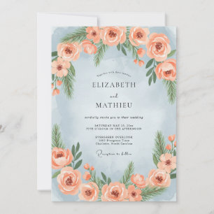Convites Casamento de Inverno com Pinheiro Azul Empoeirado
