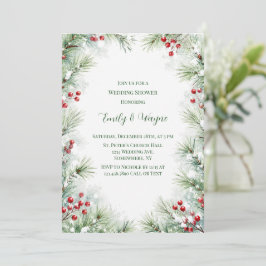 Convites Casamento de Inverno com Pinheiro e Frutas Vermelh