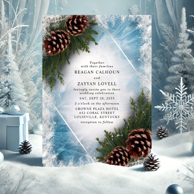 Convites Casamento de Inverno com Pinheiro e Geada  (Criador carregado)