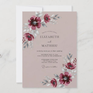 Convites Casamento de Inverno com Tons de Malva Polido