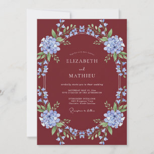 Convites Casamento de Inverno com Vinho e Periwinkle