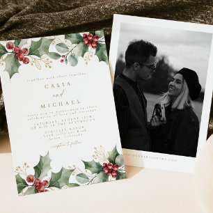 Convites Casamento de Inverno de Natal Elegante com Aquarel