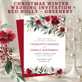 Convites Casamento de Inverno de Natal Vermelho Azevinho e