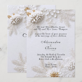 Convites Casamento de Inverno Dourado Pinhas Ramos de Pinhe