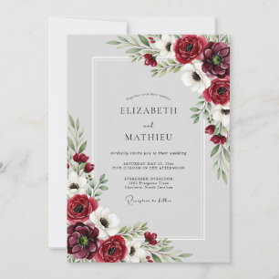 Convites Casamento de Inverno Elegante Borgonha