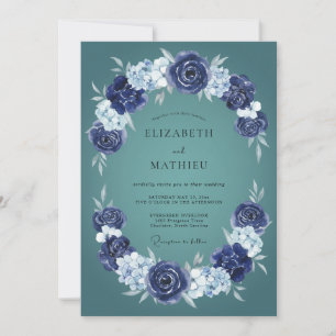 Convites Casamento de Inverno Elegante em Azul Turquesa Esc