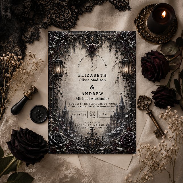 Convites Casamento de Inverno Elegante Gótico (Criador carregado)