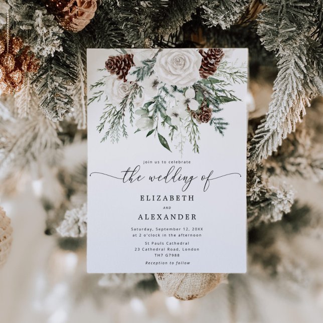Convites Casamento de inverno elegante perene (Criador carregado)