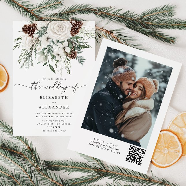 Convites Casamento de inverno elegante perene (Criador carregado)
