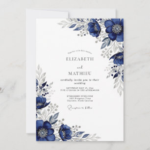 Convites Casamento de Inverno Esplêndido Marinho