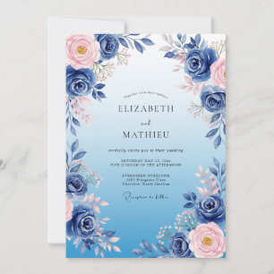 Convites Casamento de Inverno Etéreo Azul Marinho