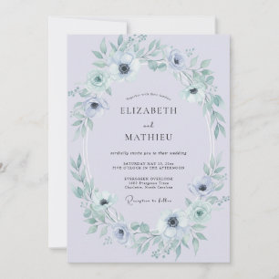 Convites Casamento de Inverno Etéreo com Lavanda Pálida