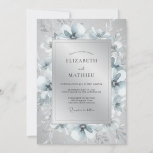 Convites Casamento de Inverno Etéreo Prateado