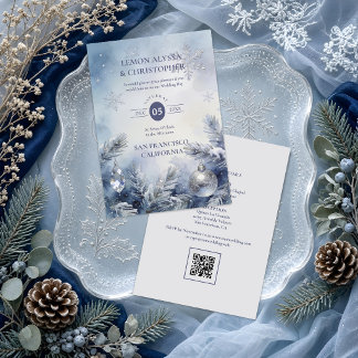 Convites Casamento de Inverno Exquisito Poeirento Azul TLW2