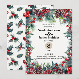 Convites Casamento de Inverno Férias de Natal Bagas de Pinh
