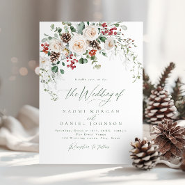 Convites Casamento de Inverno Festivo Floral Elegante