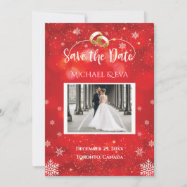 Convites Casamento de Inverno Floco de Neve Vermelho Salve 