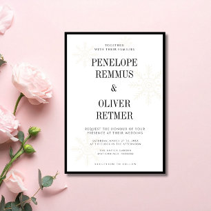 Convites Casamento de Inverno Flocos de Neve Preto e Branco