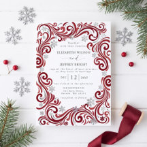Casamento de Inverno Flocos de Neve Vermelho Prata