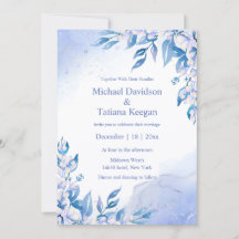 Casamento de Inverno Floral Azul Elegante e Empola