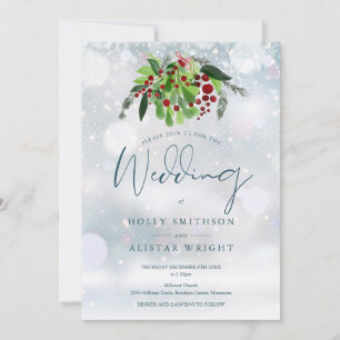 Convites Casamento de Inverno Floral de Frutas Vermelhas Có