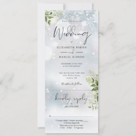 Convites Casamento de Inverno Floral Verde Tudo Em Um
