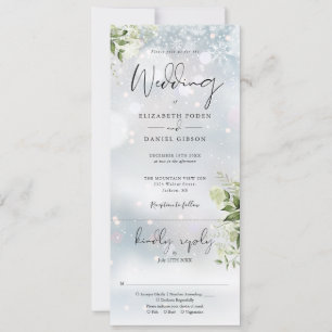 Convites Casamento de Inverno Floral Verde Tudo Em Um