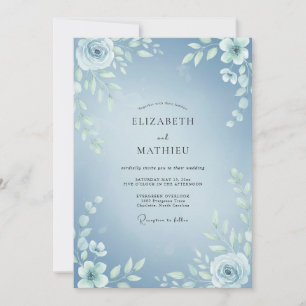 Convites Casamento de Inverno Gelado Azul Céu
