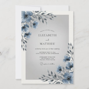 Convites Casamento de Inverno Glacial Azul Empoeirado