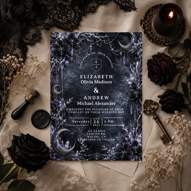 Convites Casamento de Inverno Gótico Encantado (Criador carregado)