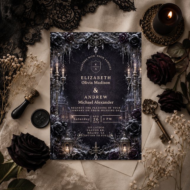Convites Casamento de Inverno Gótico Mal-humorado (Criador carregado)