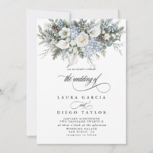 Convites Casamento de Inverno Hortênsia Azul & Lirio Calla