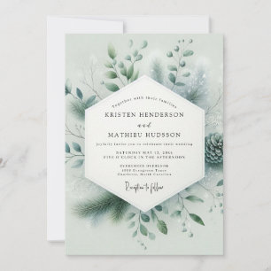Convites Casamento de Inverno Imaculado em Verde Sage